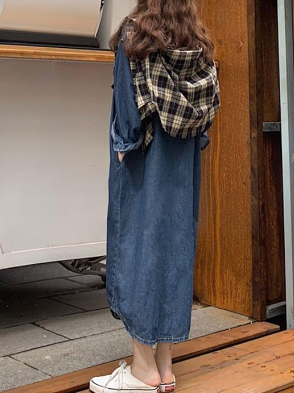 Denim Dual Pocket Shirt Maxi Dress