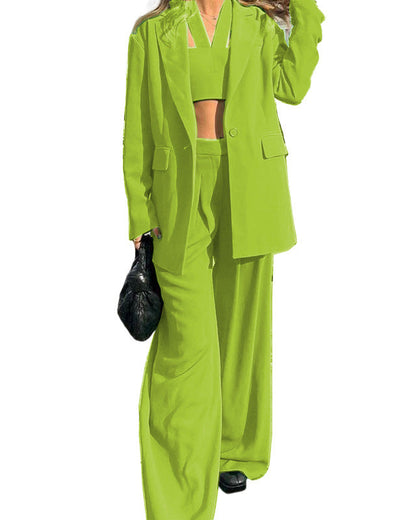 Long Sleeve Blazer Casual Trouser 3 Piece Set