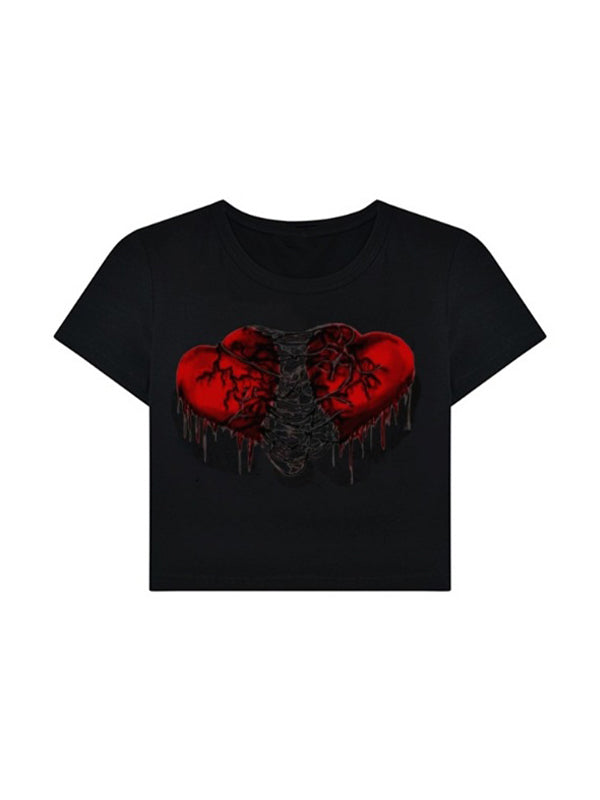 Punk Heart Printed Crop Top