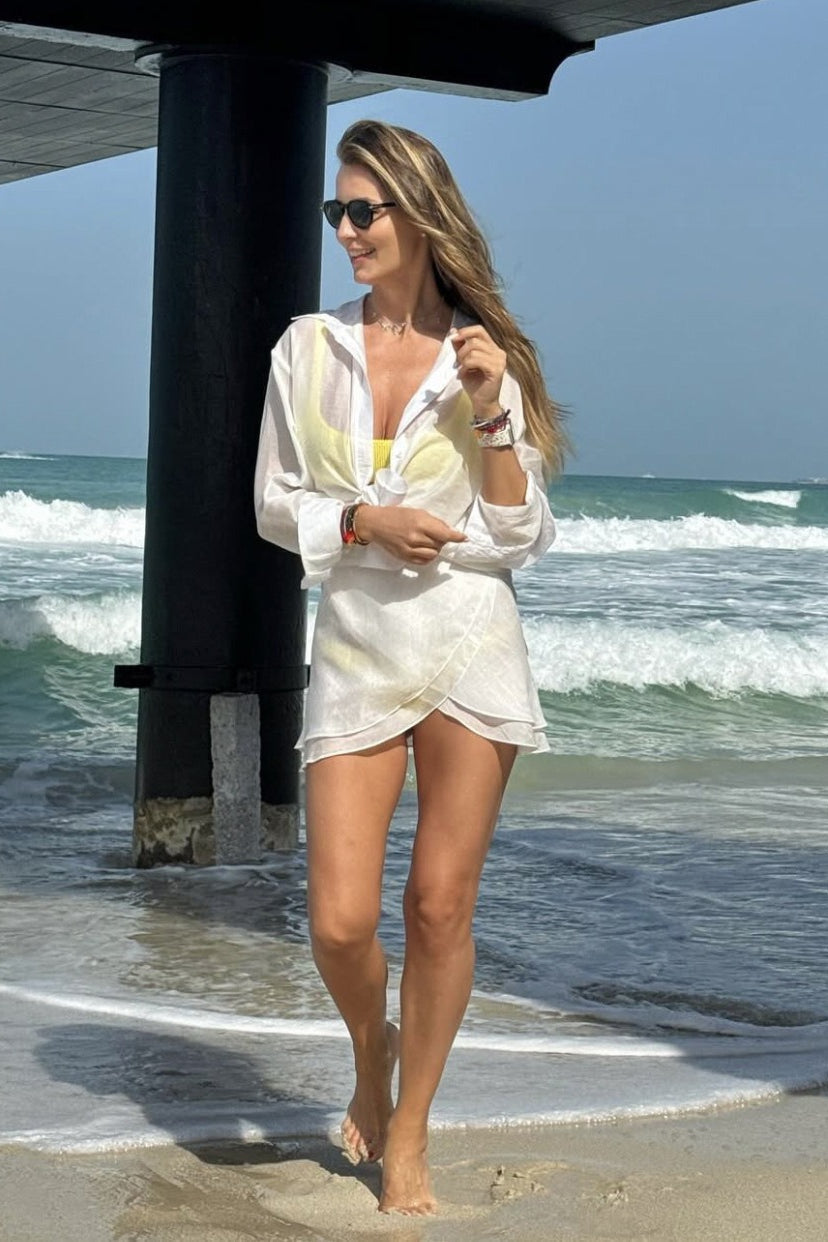 Casual Beach Shirt Cover Skirt Set