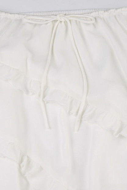 Romantic Ruffle High-Slit Skirt