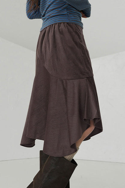 Asymmetric Draped Midi Skirt