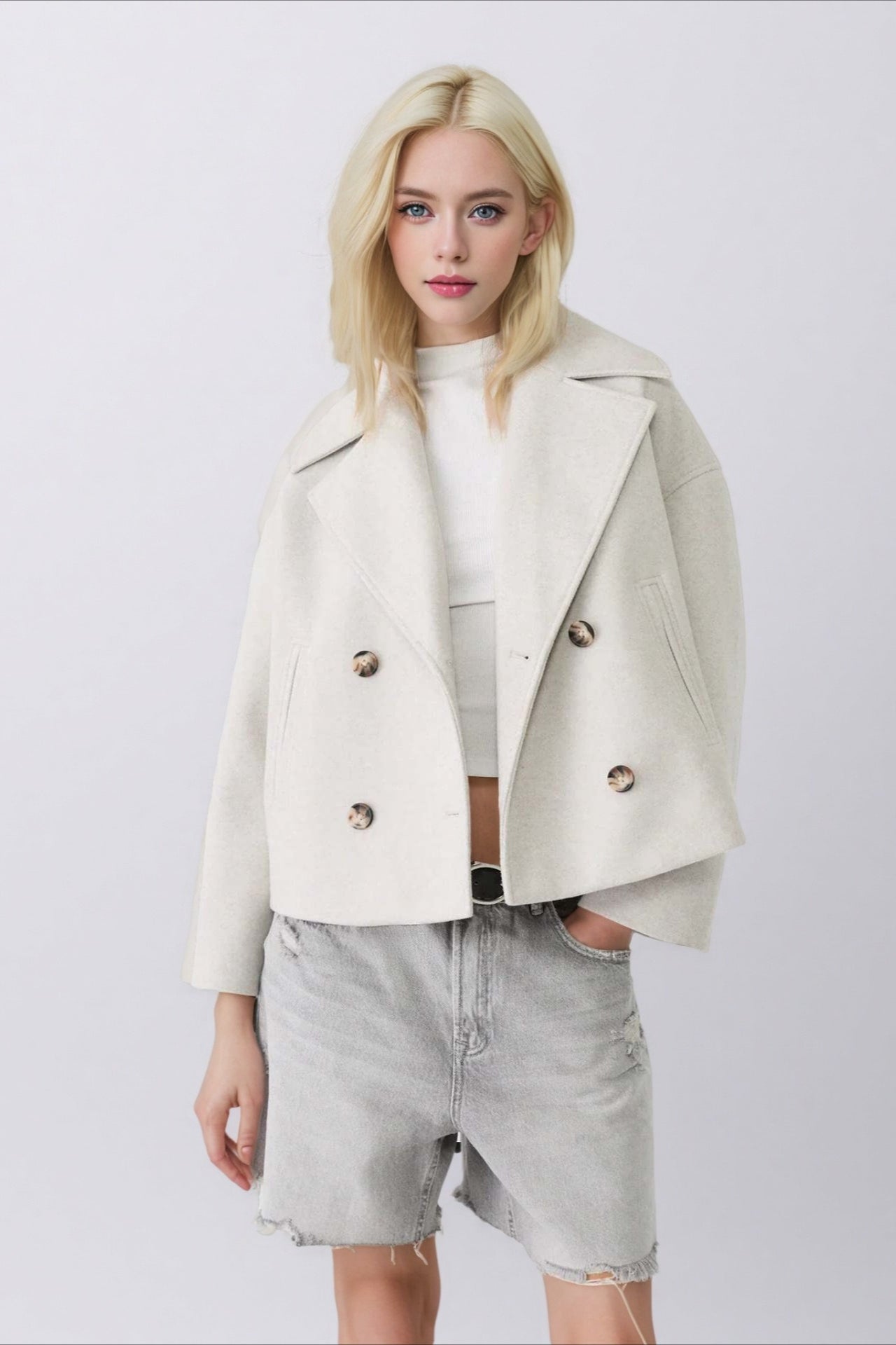 Oversized Lapel Wool Blend Jacket