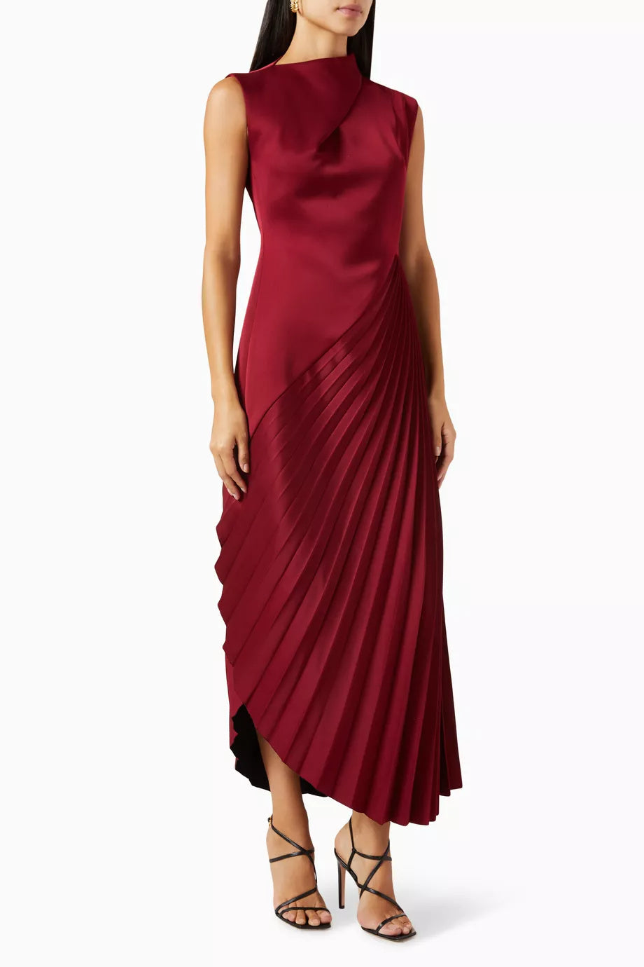 Sophia Asymmetric Pleated Midi Dress
