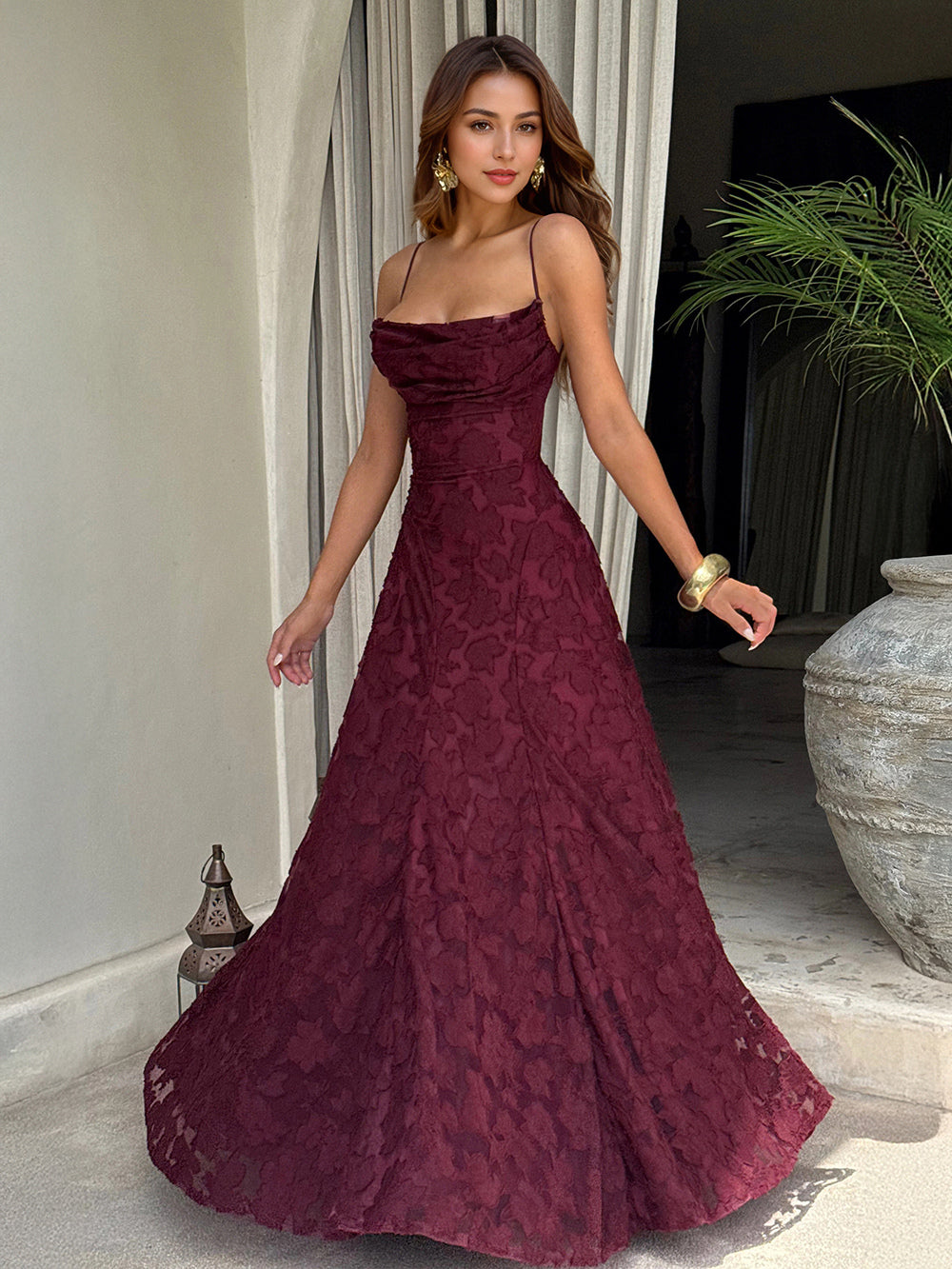 Party Dresses Jacquard Maxi Slip Dress With Backless Design For Summer Events 2026