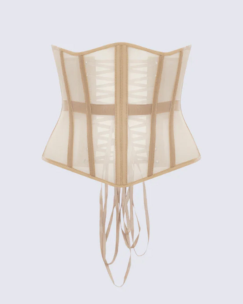 Sexy Mesh Lace-up Corset Without Bra
