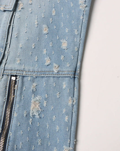 High Waist Loose Ripped Cargo Jeans Women