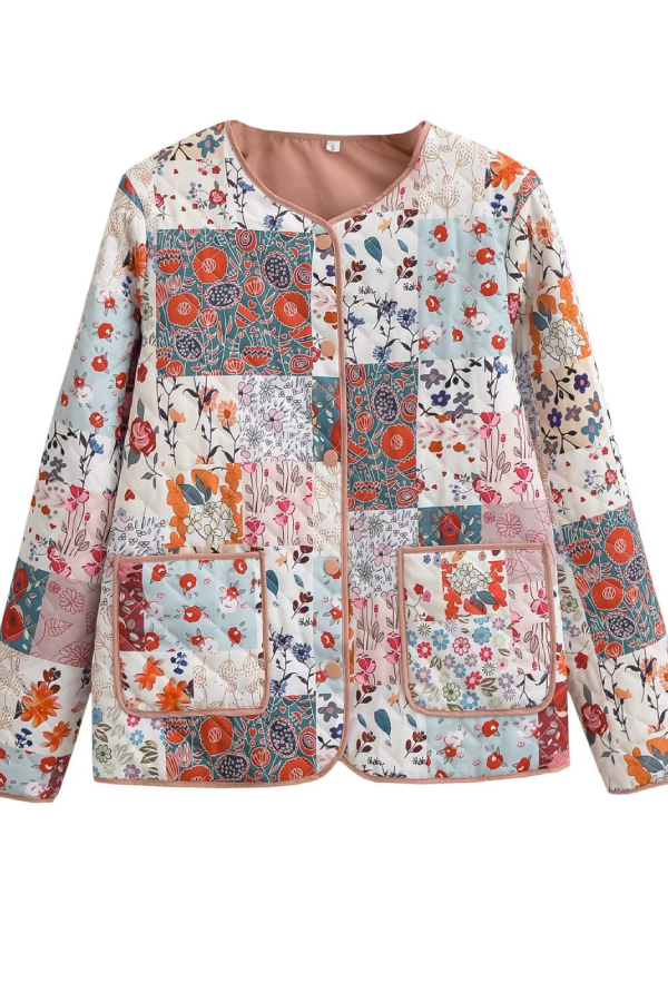 Printed Cotton Jacket + Vest + Skirt Set