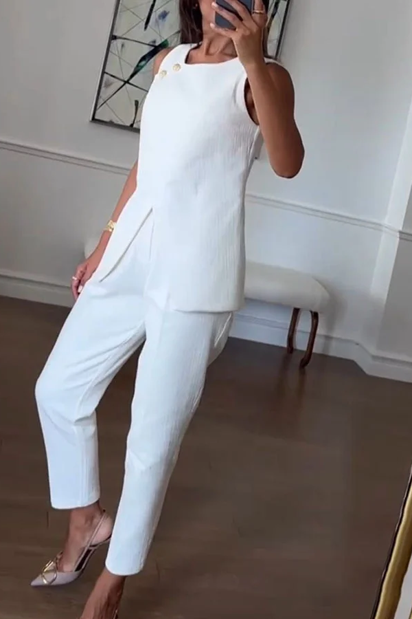 Fashion Commuter Irregular Vest & Pants Two-piece Set