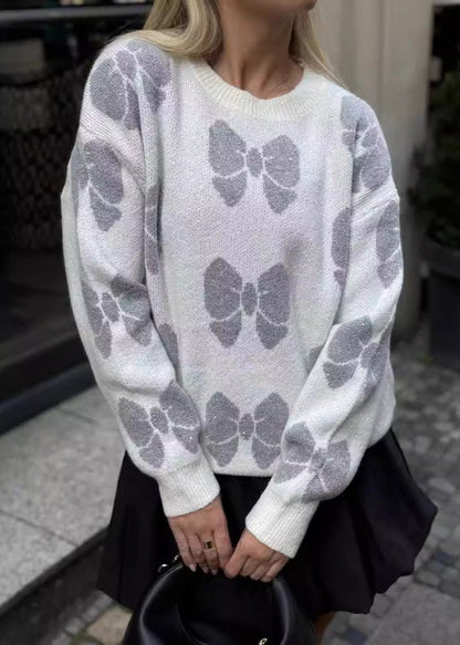 Butterfly Print Knit Pullover - Cozy Casual Sweater for Women