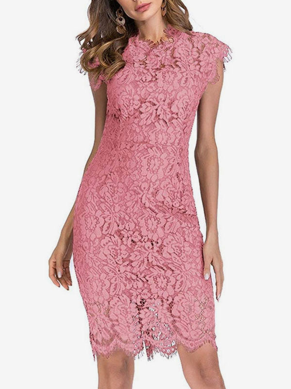 Birthday Bodycon Lace Dresses Designed Neckline Midi Sheath Dress Casual Pencil Dress 2026