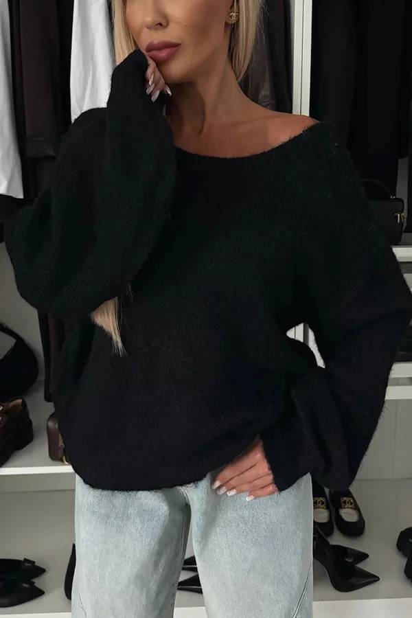 Fashionable Charm Knit Back Leopard Print Bow Tie-up Relaxed Sweater