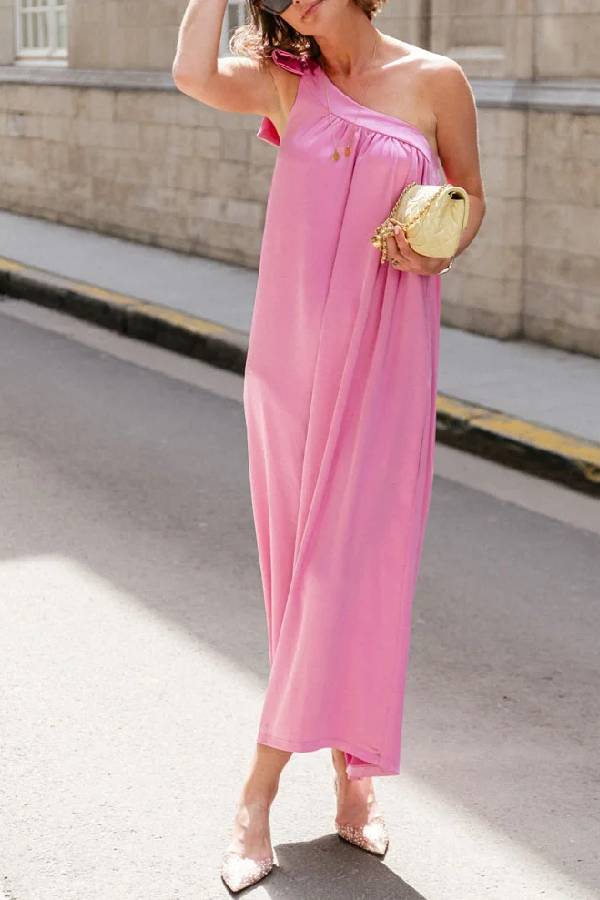 Elegant One-shoulder Lace-up Dress