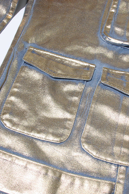 Street Style Metallic Cargo Straight Jean