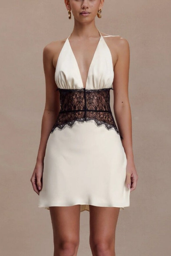 Open Back Ruched Corset Mini Dress