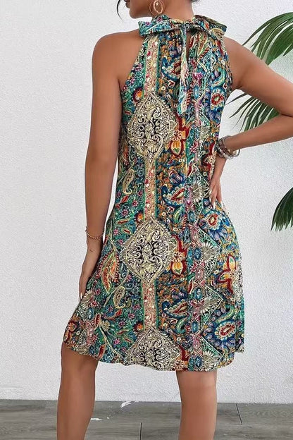Bohemian Halter Sleeveless Pullover Boho Dress