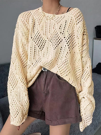 Cutout Loose Long Sleeve Knit