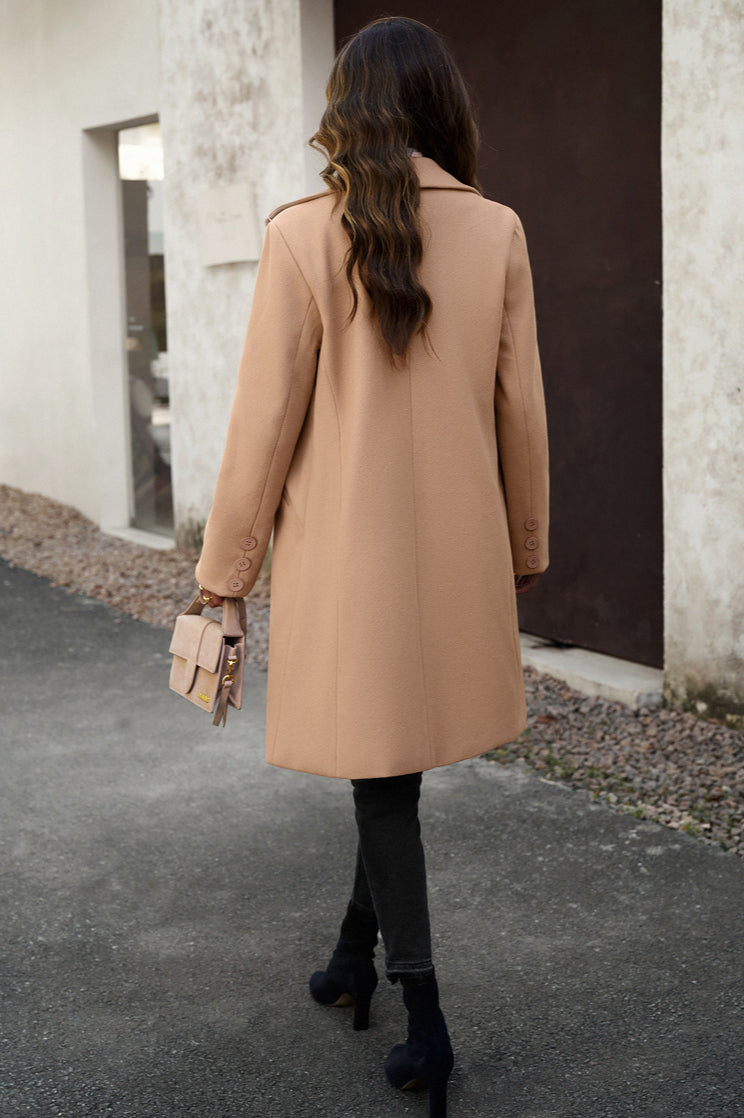 Wool Blend Solid Longline Coat