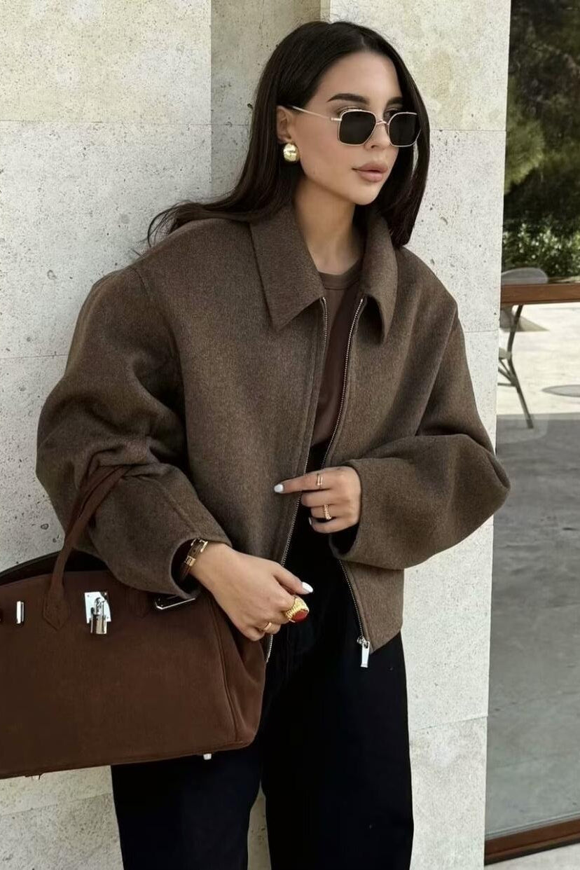 Minimalist Lapel Short Wool Coat