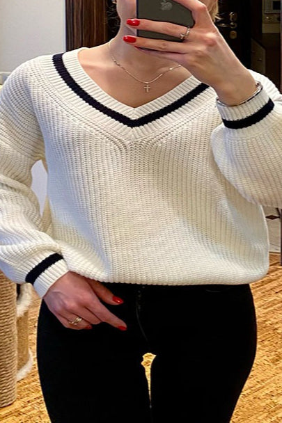 Slim Fit Color Block Knit Sweater