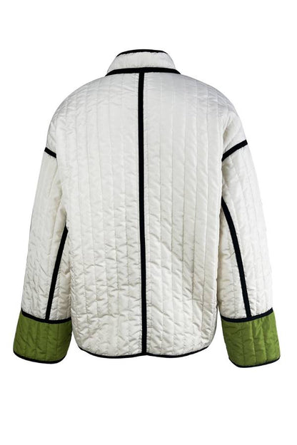 Fashionable Contrasting Color Cotton Coat