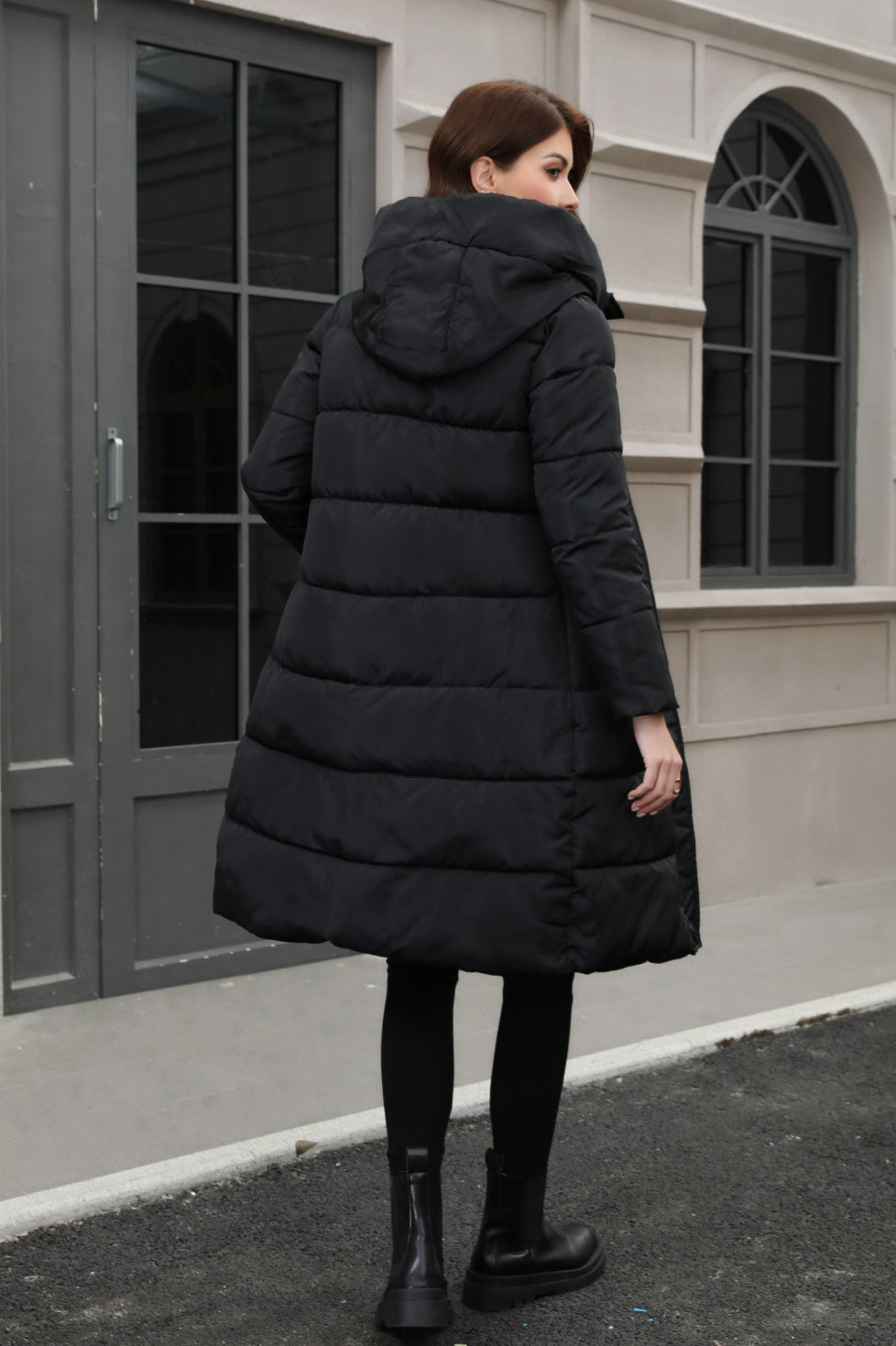 Plus Size Hooded Longline Puffer Coat