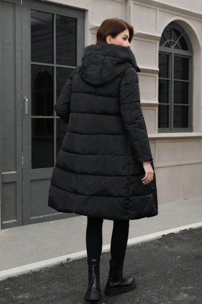 Plus Size Hooded Longline Puffer Coat