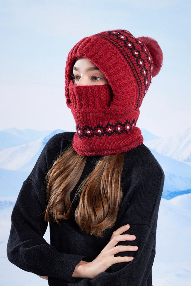 Chunky Knit Balaclava Scarf with Hat