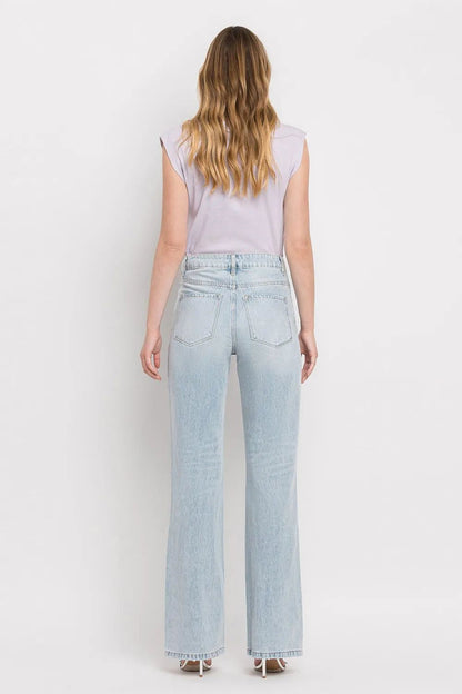 High Waist Ripped Cotton Straight Jean