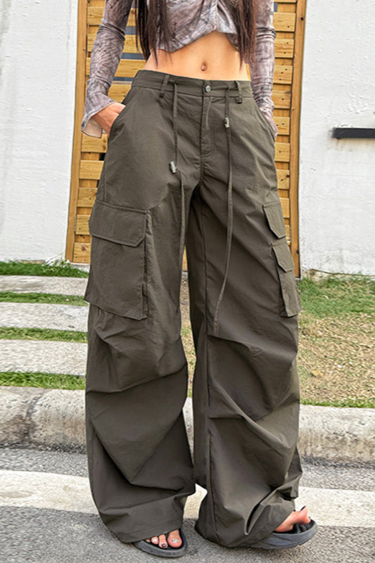 Military Green High-Waisted Cargo Pant