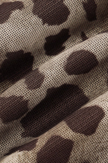 Ruched Leopard Bodysuit Crop Top