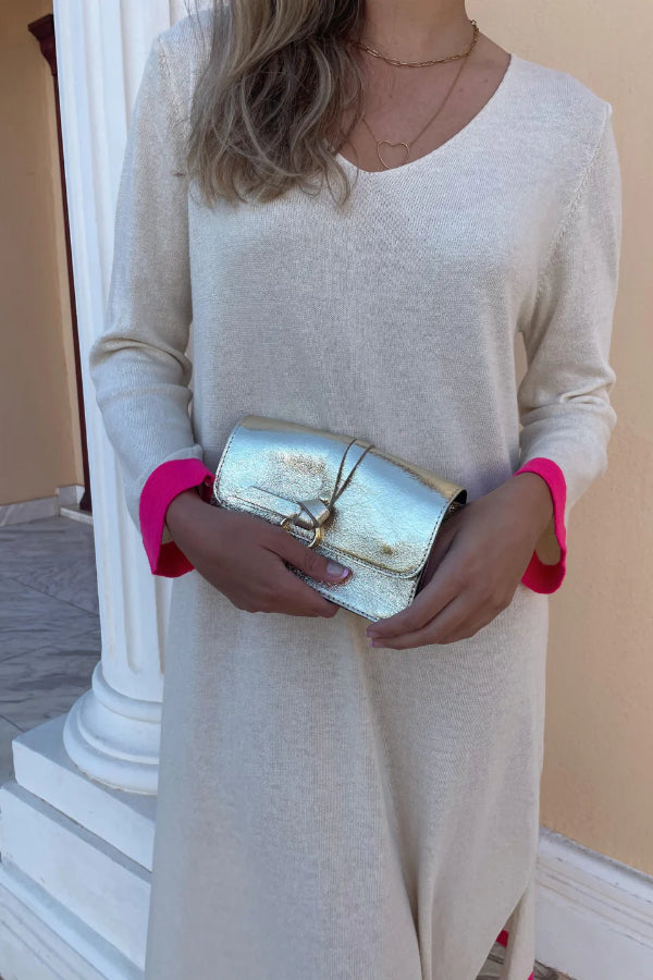 Knitted dress with cuffs combination