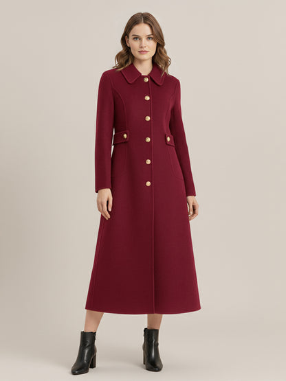Vintage Wool Cashmere Blend Coat With Golden Buttons For Women 2026