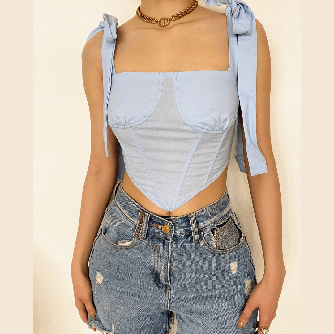 Self tie ribbed crop top
