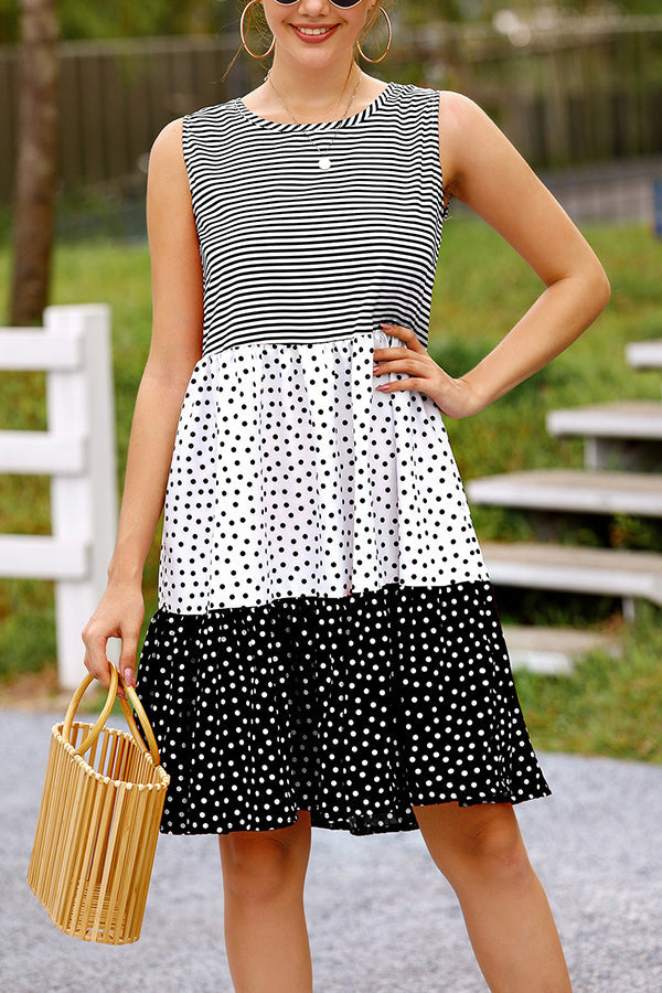 Polka dot mosaic large swing dress