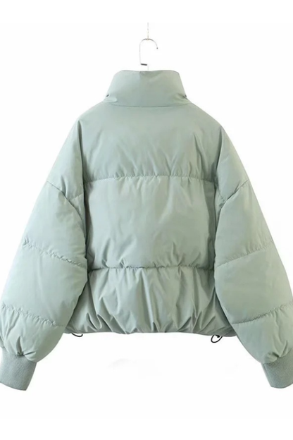 Stand Collar Zipper Pocket Thick Warm Cotton Jacket