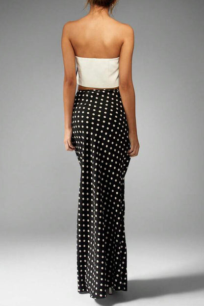 Slim Fit Polka Dot Midi Skirt