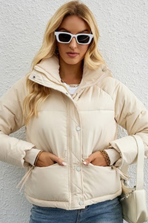 Short Stand Collar Relaxed Puffer Jacket