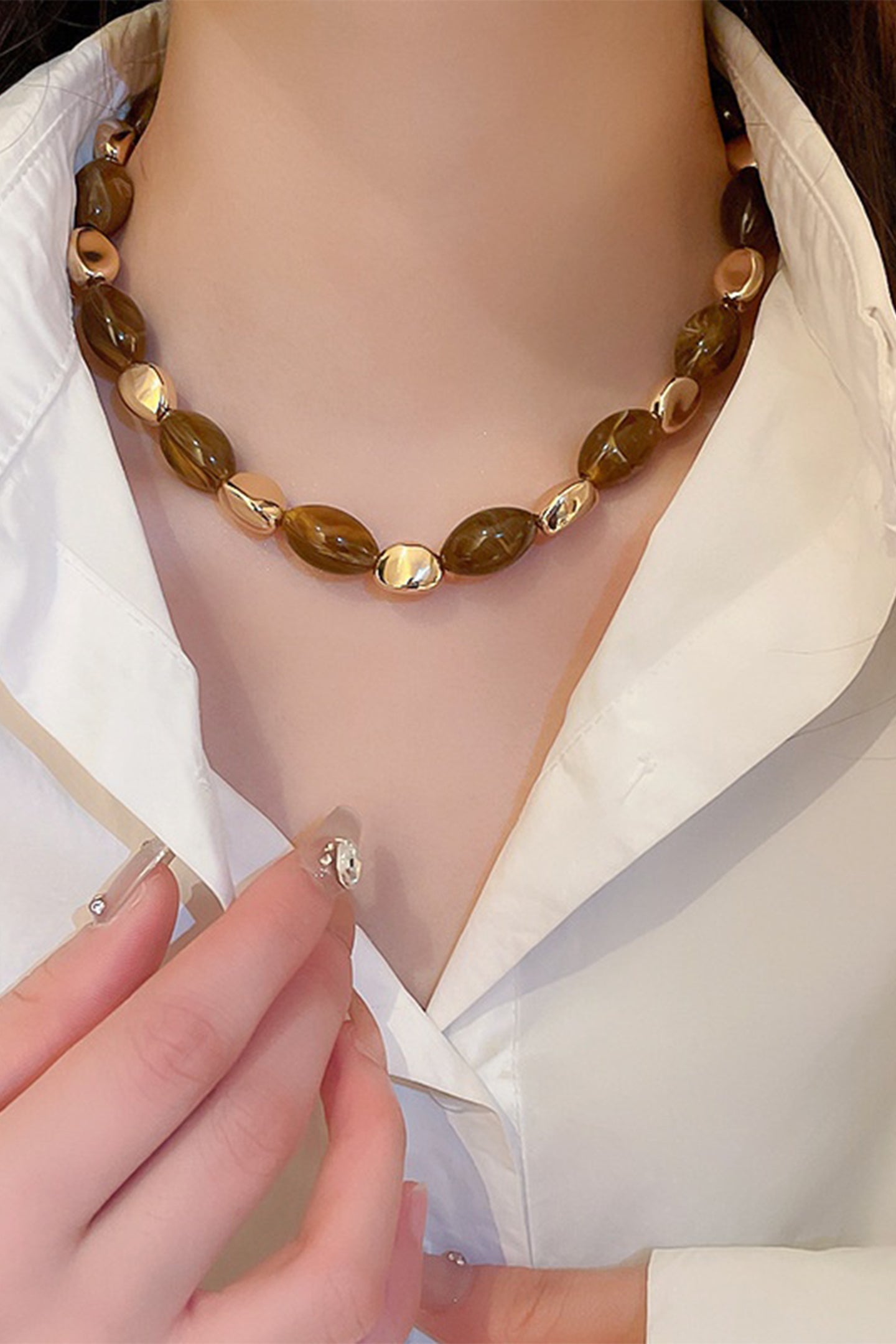 Geometric Bead Accent Necklace