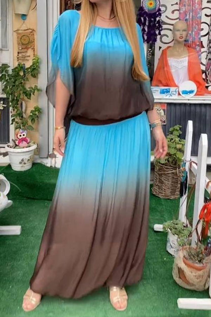 Casual Round Neck Gradient Two-piece Suit