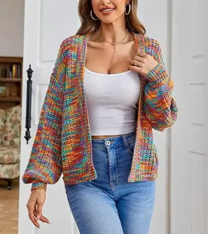Dopamine Splicing Lazy Wind Knit Cardigan
