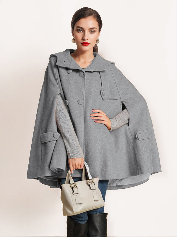 Camel Hooded Woolen Cape Coat For Women Oversized Poncho Winter Outerwear 2026