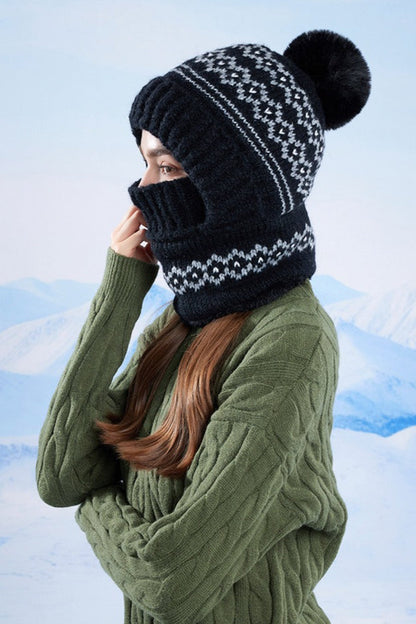 Chunky Knit Balaclava Scarf with Hat