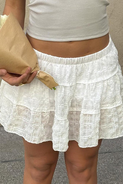 Textured Patchwork Low Waist A-Line Skirt