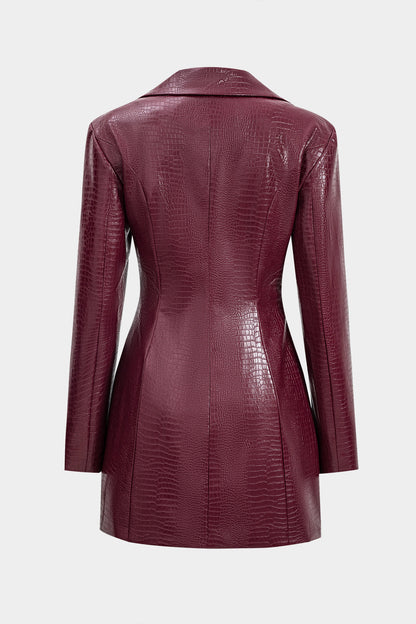 Lesley Faux Leather Plunge Neck Blazer Mini Dress