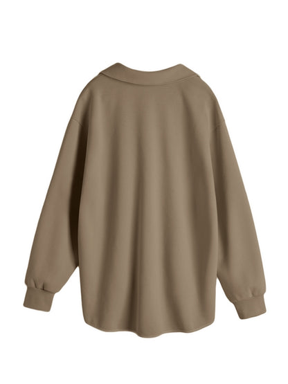 Solid Color V Neck Asymmetric Hem Oversized Hoodie