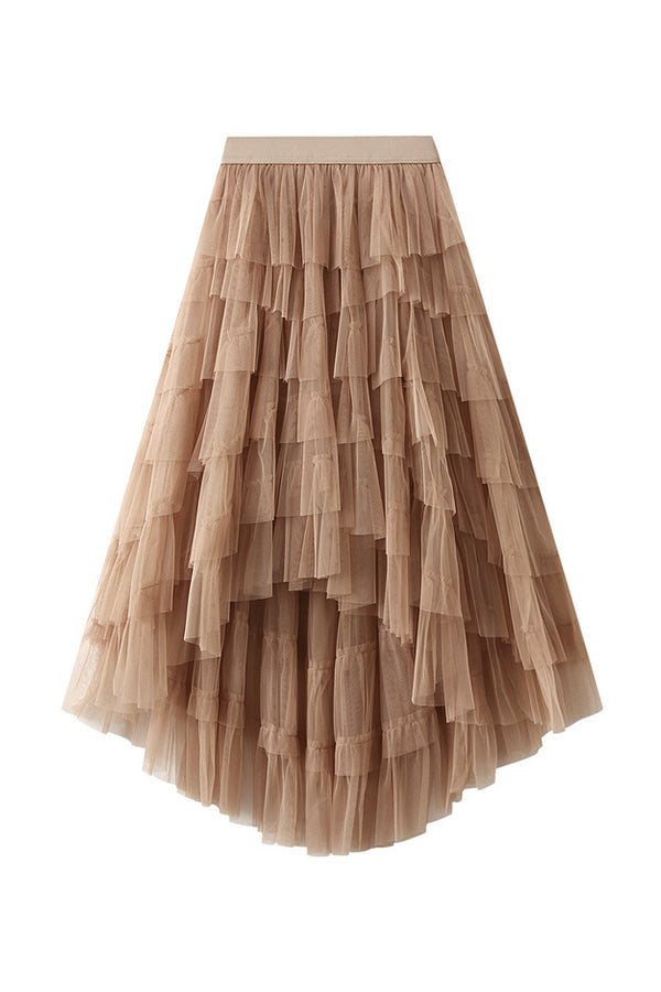 Irregular cake skirt high waist mesh skirt