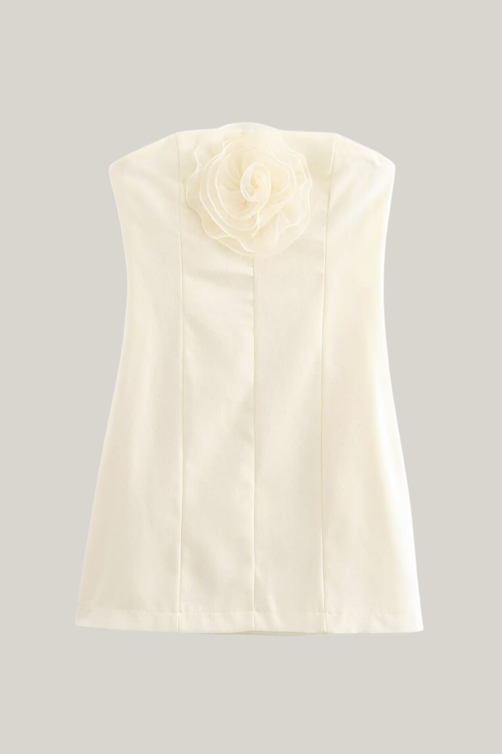 Floral Applique Strapless Mini Dress