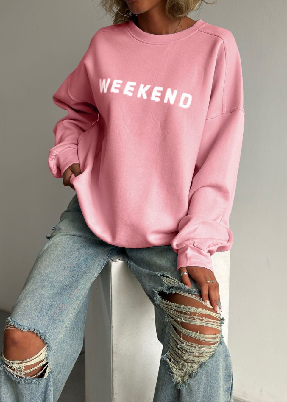 Weekend Vibes - Printed Cozy Sweatshirt
