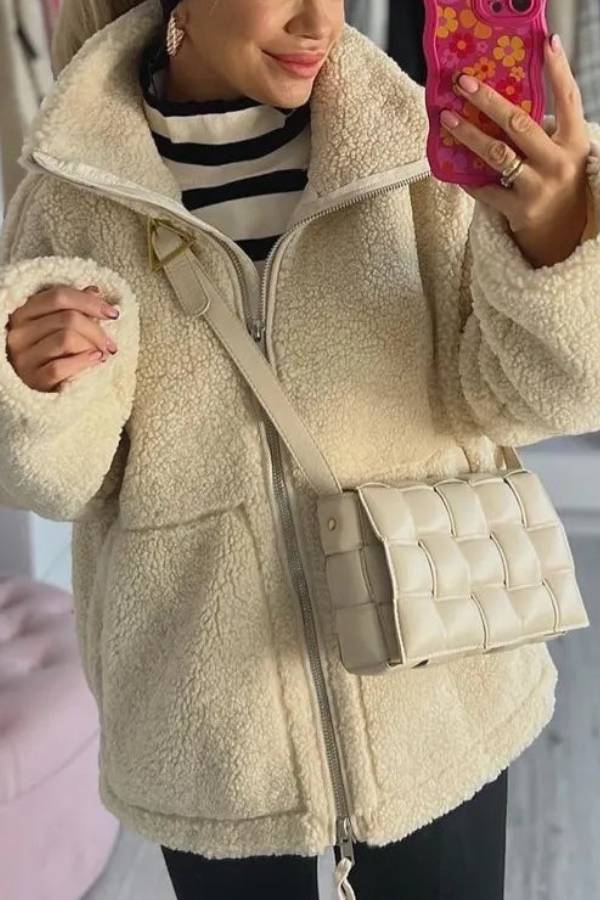 Oversized Full-Zip Teddy Jacket